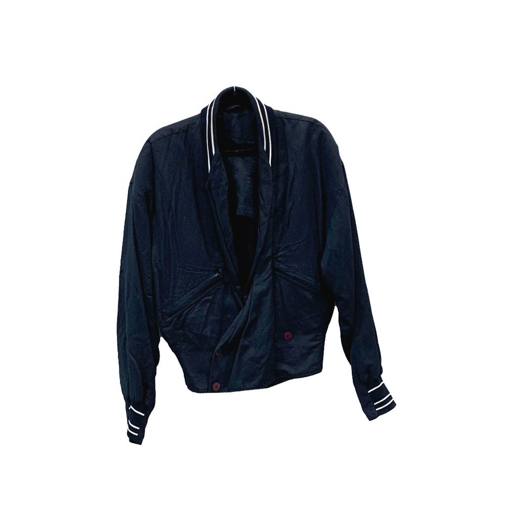 Vintage Gianni Versace Rare Navy Double Breasted Bomber Jacket Large